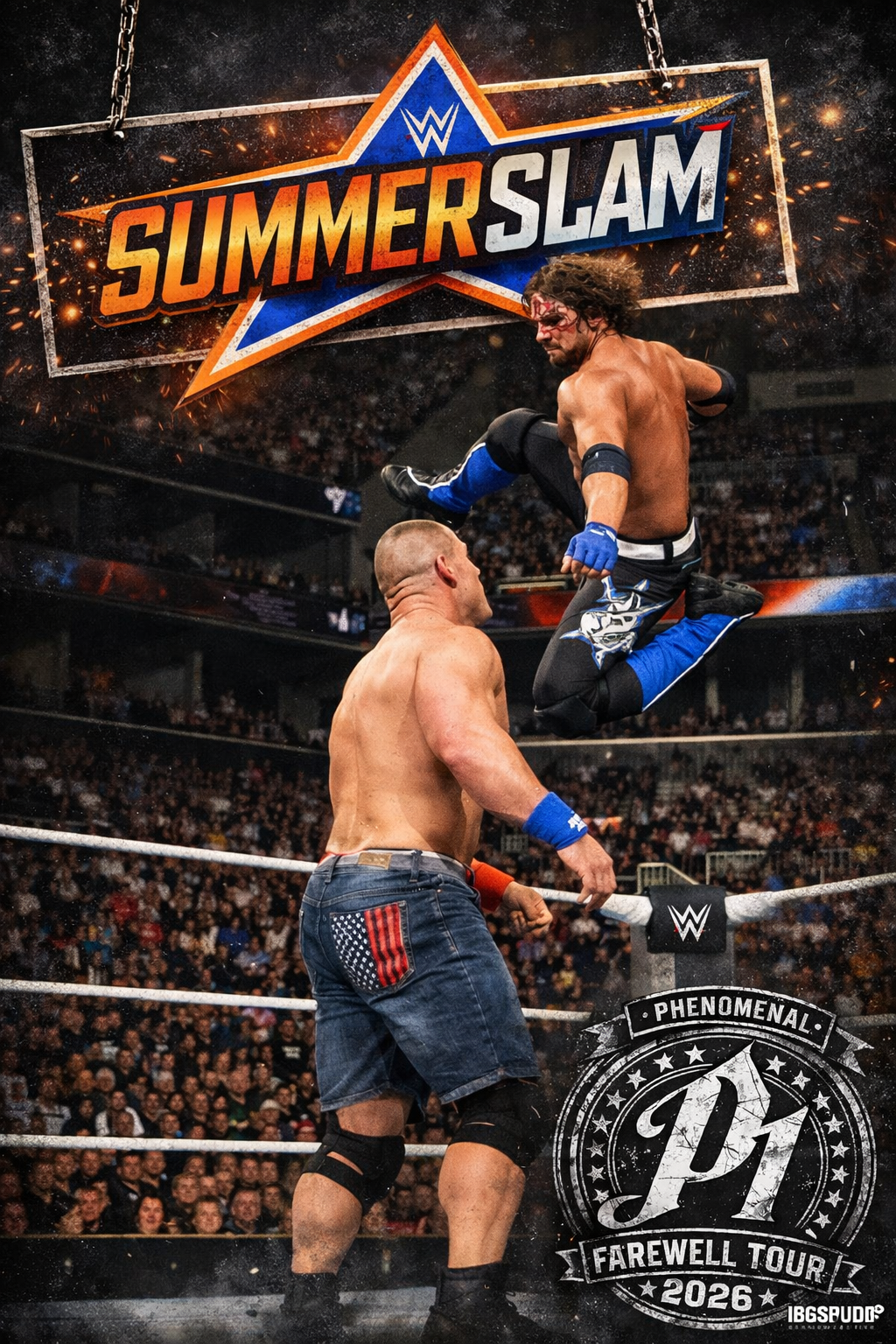 SummerSlam: AJ Styles vs John Cena – WWE Wrestling Poster