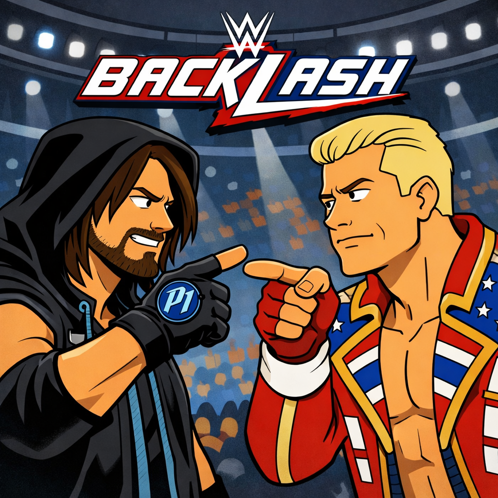 AJ Styles vs Cody Rhodes – WWE Backlash Poster | Anime-Style Wrestling Tribute Wall Art – IBGSHOP Studio