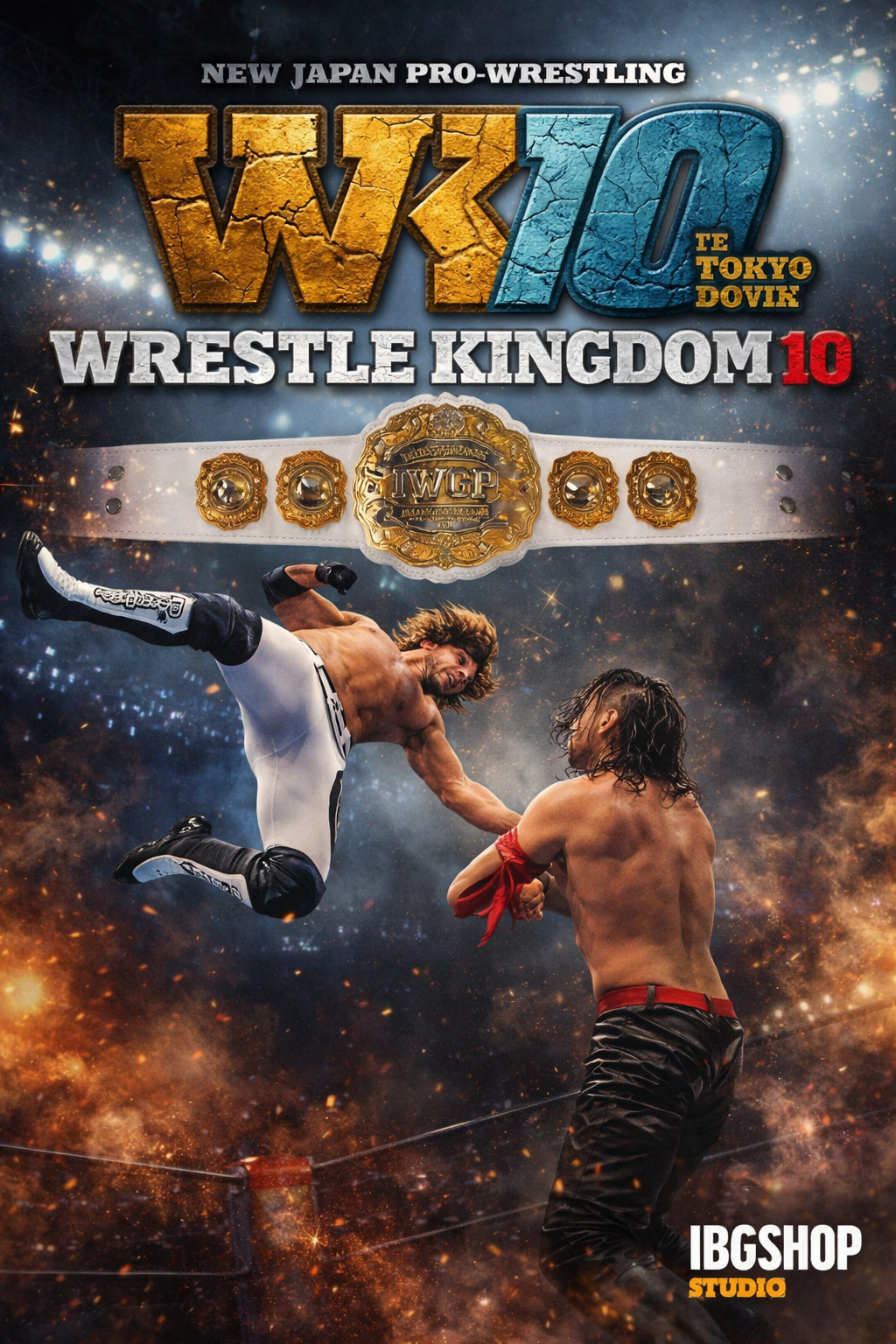 AJ Styles vs Shinsuke Nakamura – IWGP Intercontential Championship Wrestle Kingdom 10 Poster | IBGSHOP Studio