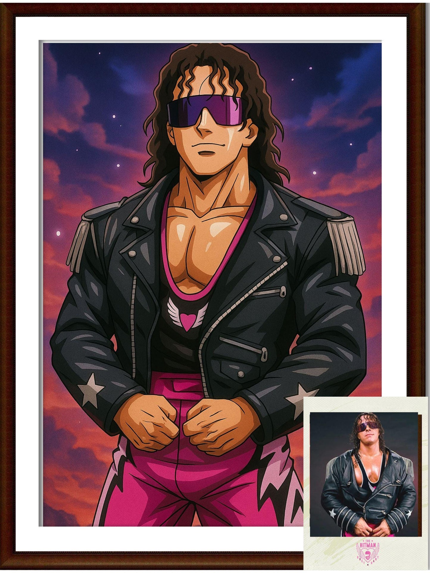Dragon Ball Z Style Portrait | Digital Anime WWE Bret “The Hitman” Hart | Instant Download