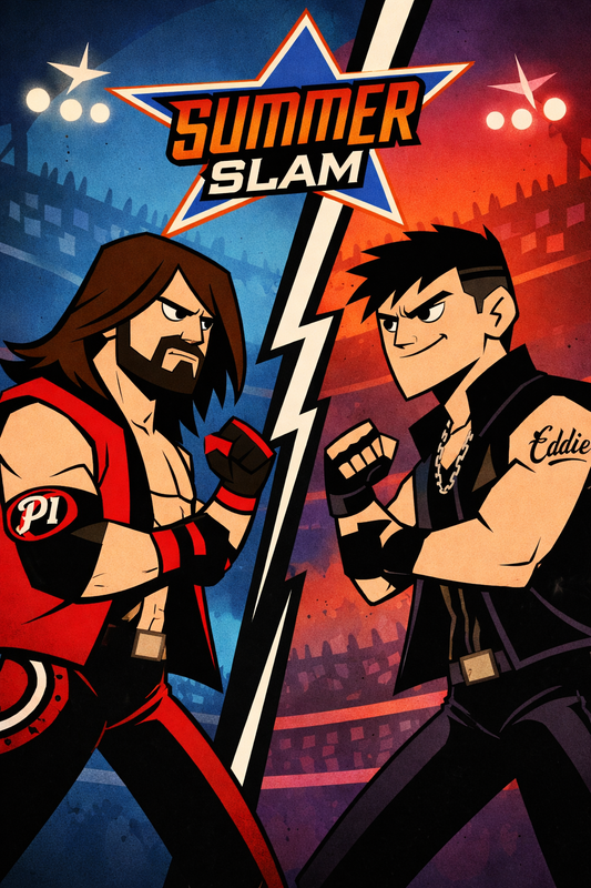 AJ Styles vs Dominik Mysterio – SummerSlam Samurai Jack Poster | WWE Wrestling Tribute Wall Art – IBGSHOP Studio