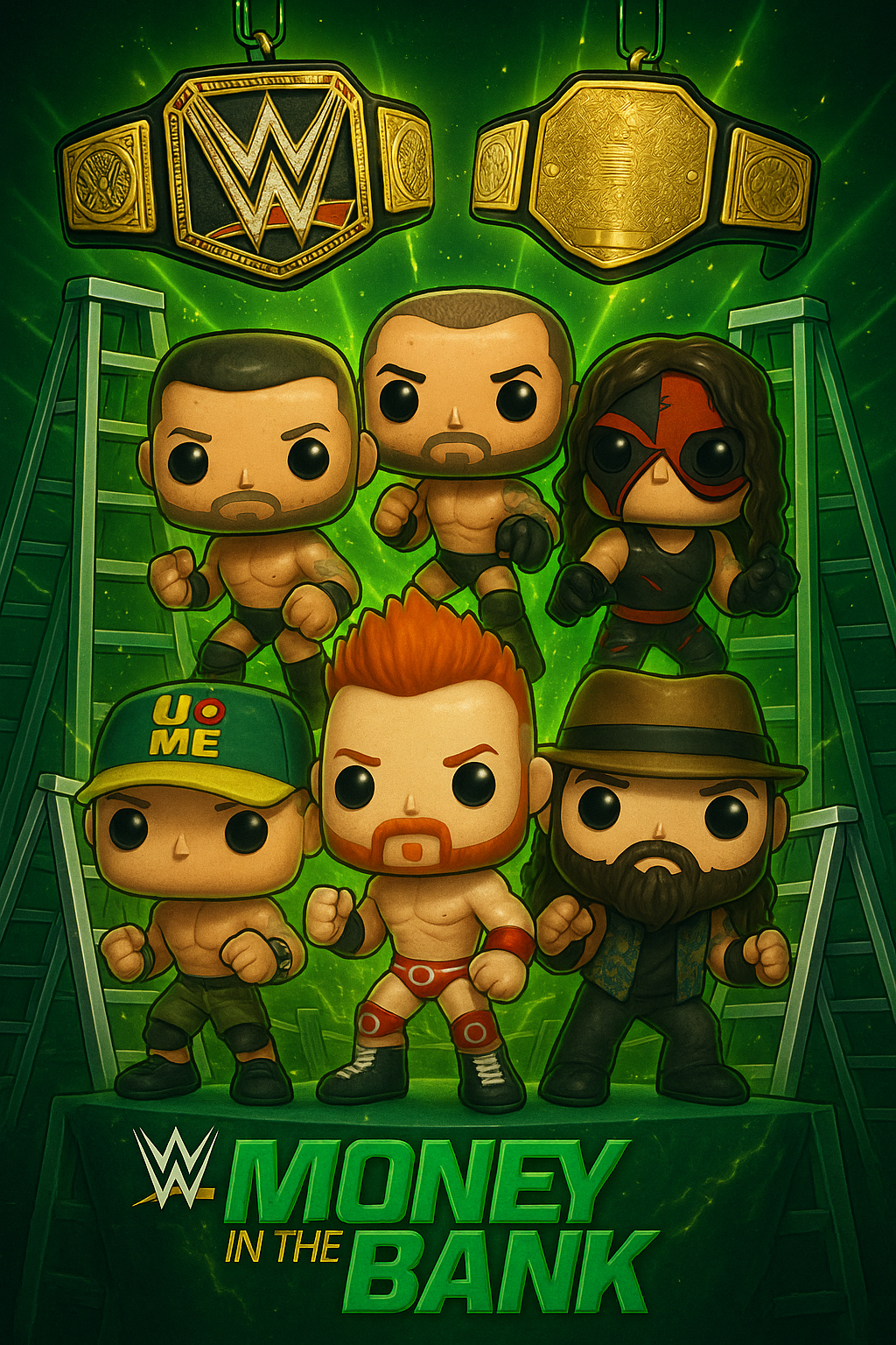 John Cena – WWE Championship Wins Collection | 17-Time Champion | Digital Wrestling Wall Art Bundle