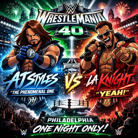 AJ Styles vs LA Knight – WrestleMania 40 Poster | Boondocks-Style WWE Tribute Wall Art – IBGSHOP Studio