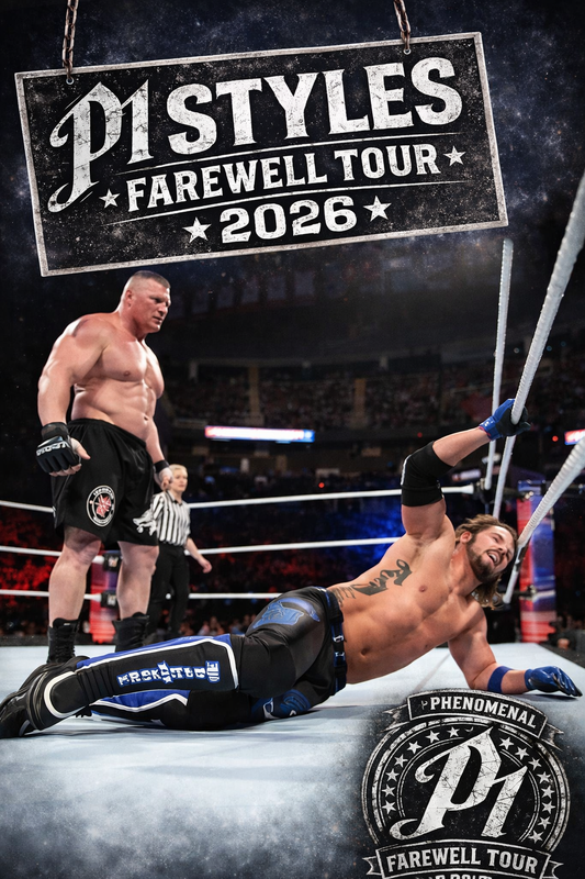 AJ Styles vs Brock Lesnar – Phenomenal Farewell Tour 2026 Poster | WWE Tribute Wall Art – IBGSHOP Studio