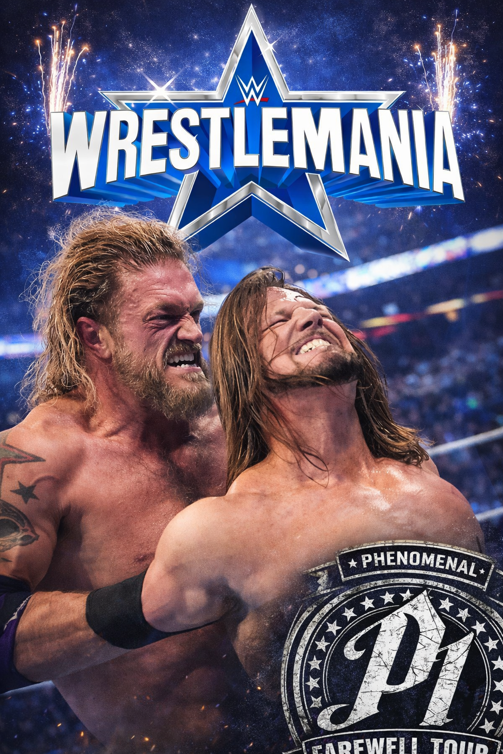AJ Styles vs Edge – WrestleMania Showdown Poster | Farewell Tour 2026 WWE Tribute Wall Art – IBGSHOP Studio