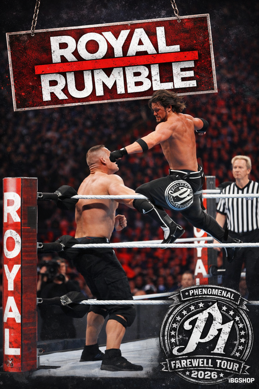 Royal Rumble: AJ Styles vs John Cena – WWE Wrestling Poster