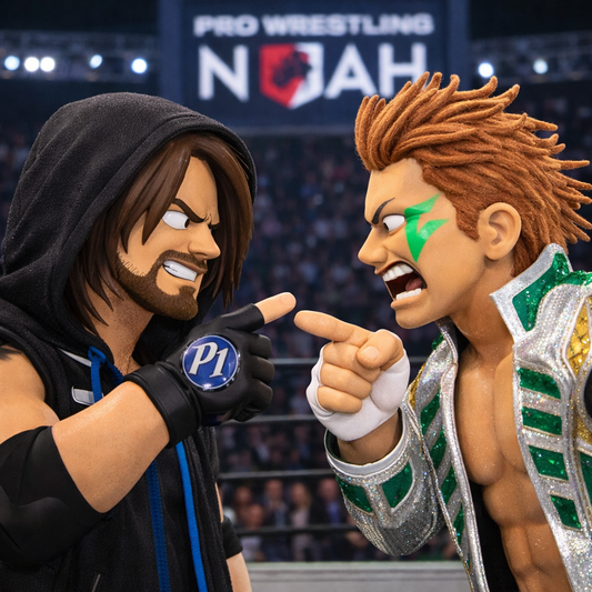 AJ Styles vs Naomichi Marufuji – Pro Wrestling NOAH Poster | Robot Chicken-Style Tribute Wall Art – IBGSHOP Studio
