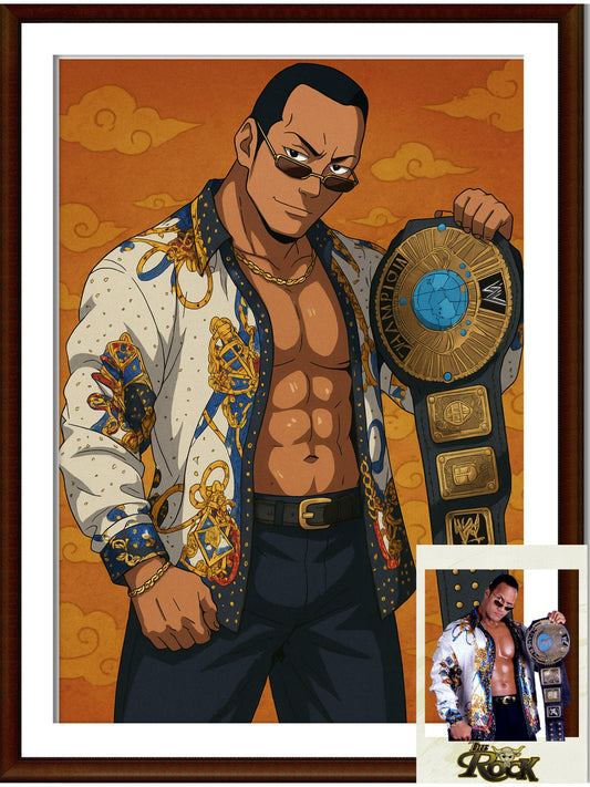 Naruto Style Portrait | Digital Anime WWE The Rock | Instant Download