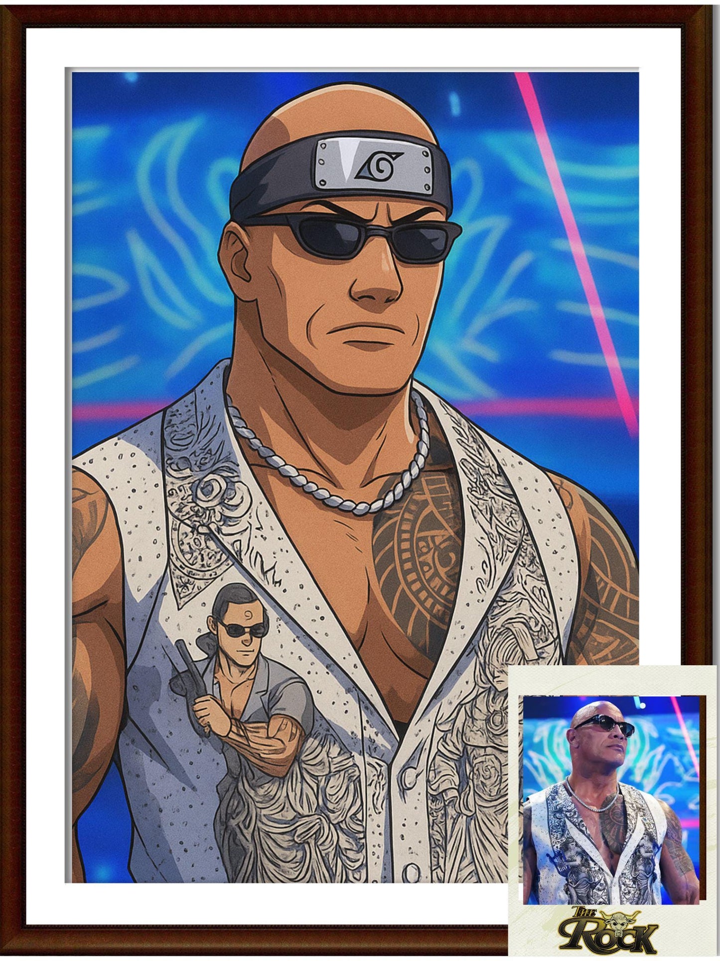 Naruto Style Portrait | Digital Anime WWE The Rock | Instant Download