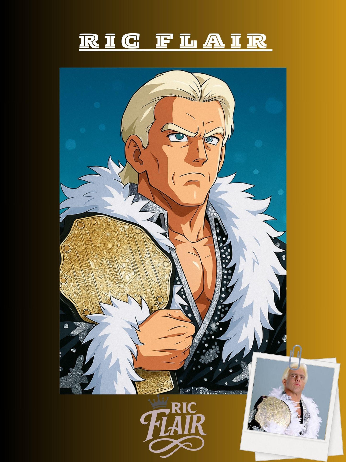 Dragon Ball Z Style Portrait | Digital Anime WWE Ric Flair | Instant Download