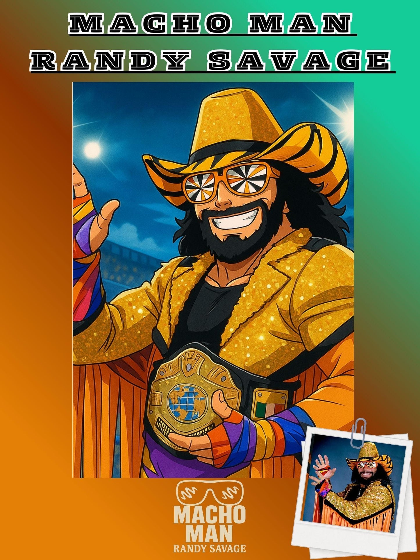 Dragon Ball Z Style Portrait | Digital Anime WWE “Macho Man” Randy Savage | Instant Download