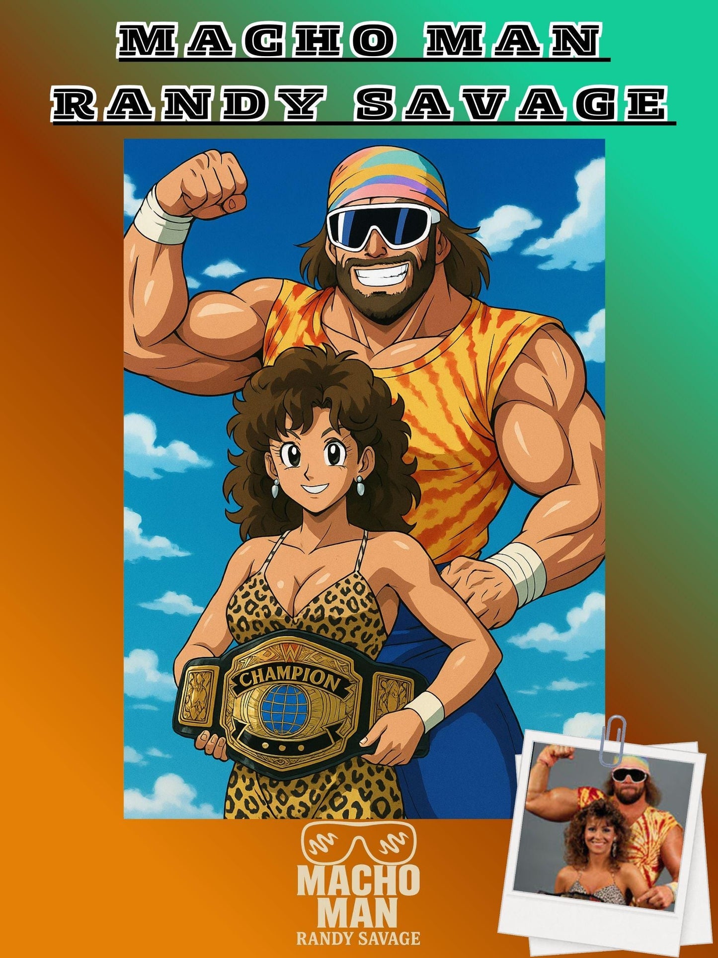 Dragon Ball Z Style Portrait | Digital Anime WWE “Macho Man” Randy Savage | Instant Download