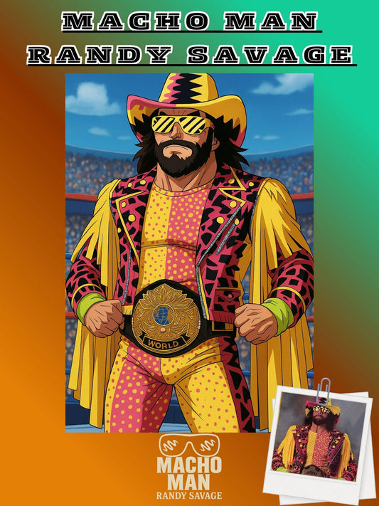 Dragon Ball Z Style Portrait | Digital Anime WWE “Macho Man” Randy Savage | Instant Download