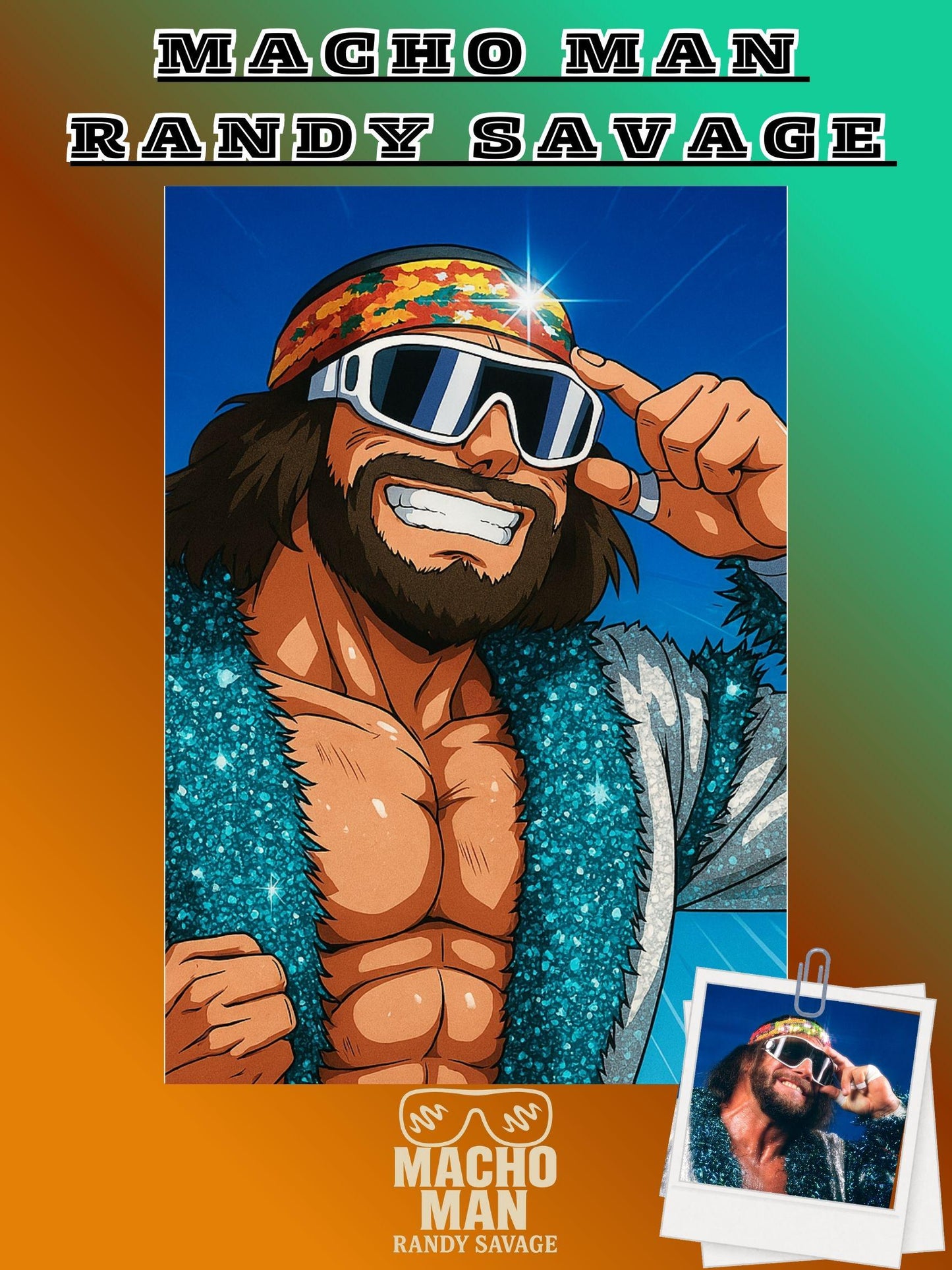 Dragon Ball Z Style Portrait | Digital Anime WWE “Macho Man” Randy Savage | Instant Download
