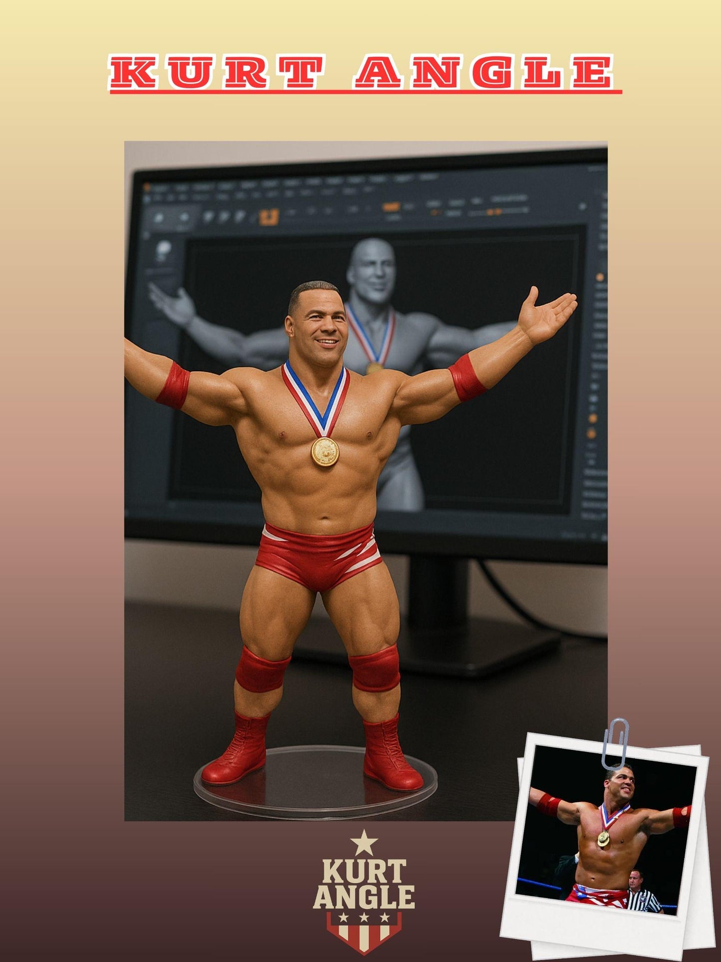 WWE Kurt Angle | 1:7 Scale Intelligent Figurine | Instant Download