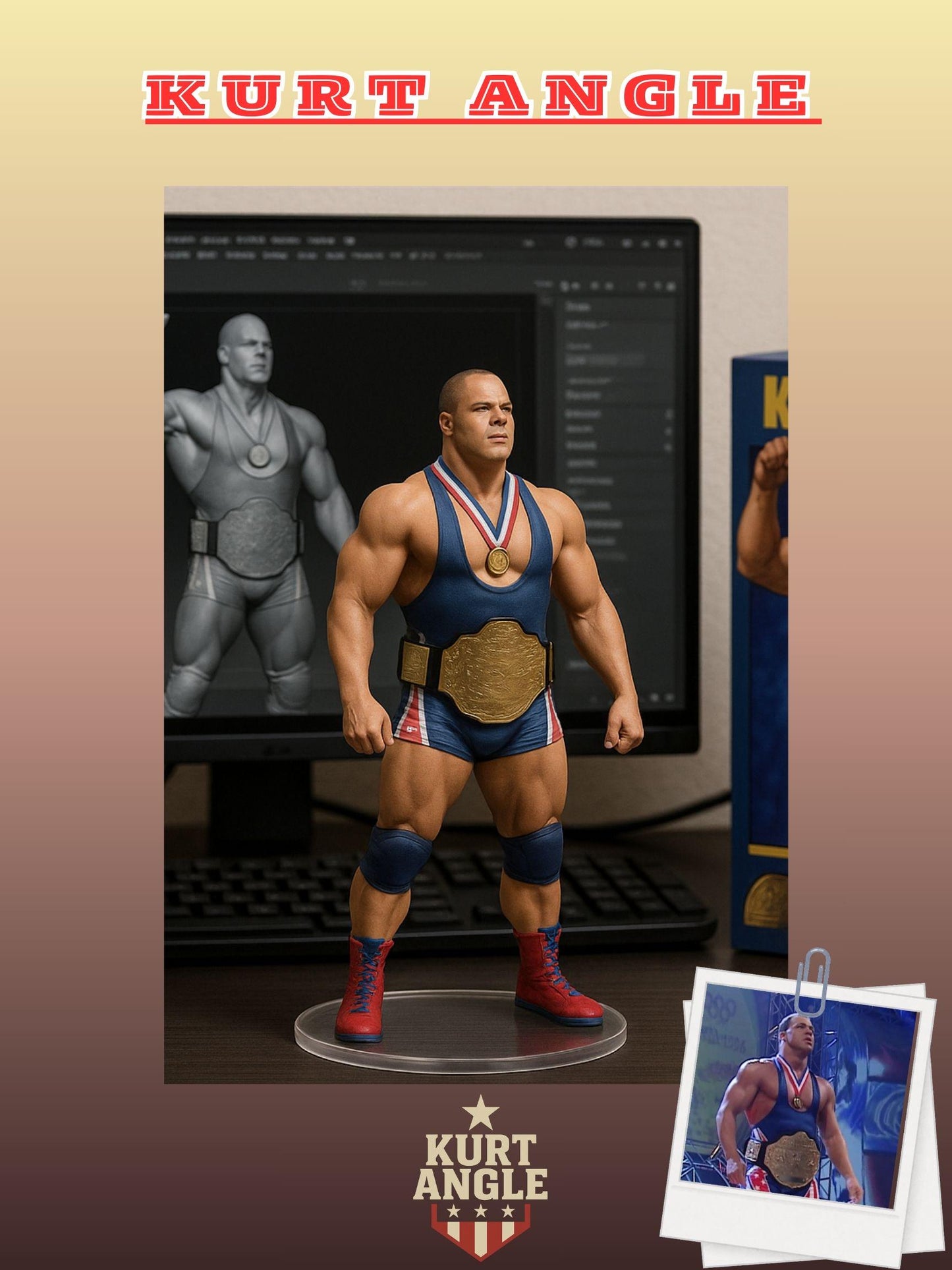 WWE Kurt Angle | 1:7 Scale Intelligent Figurine | Instant Download