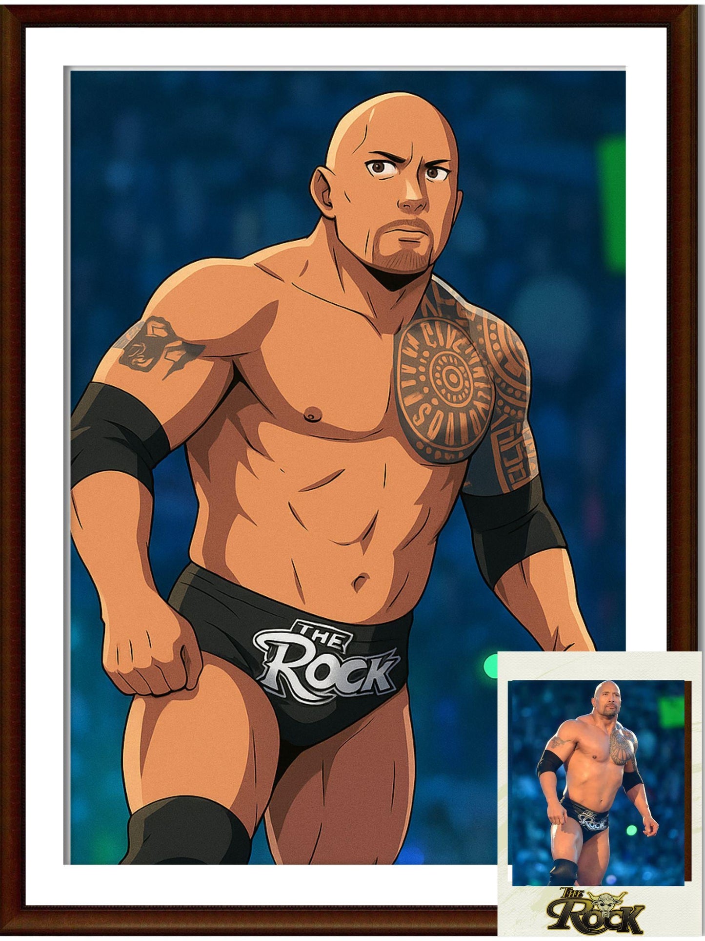 Naruto Style Portrait | Digital Anime WWE The Rock | Instant Download