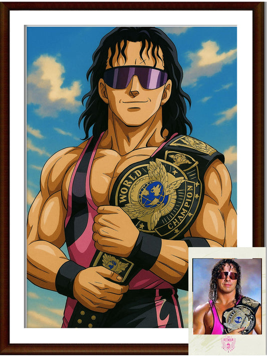 Dragon Ball Z Style Portrait | Digital Anime WWE Bret “The Hitman” Hart | Instant Download