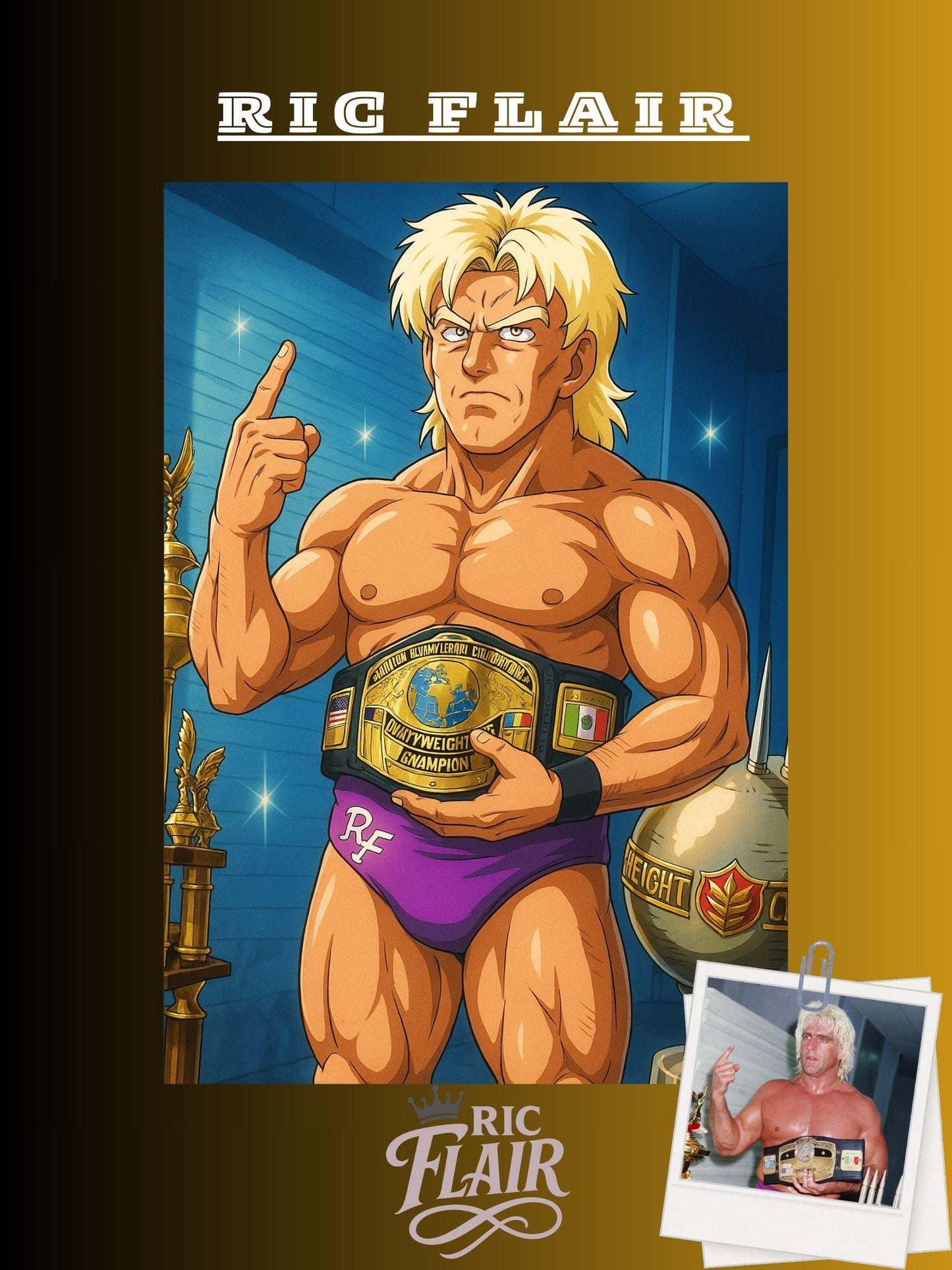 Dragon Ball Z Style Portrait | Digital Anime WWE Ric Flair | Instant Download