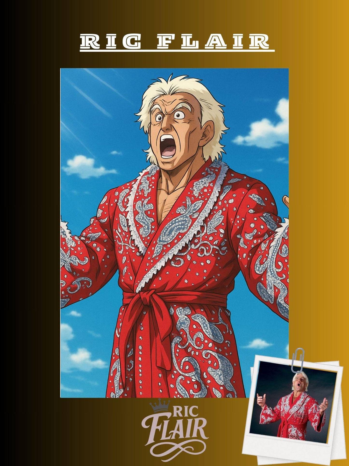 Dragon Ball Z Style Portrait | Digital Anime WWE Ric Flair | Instant Download