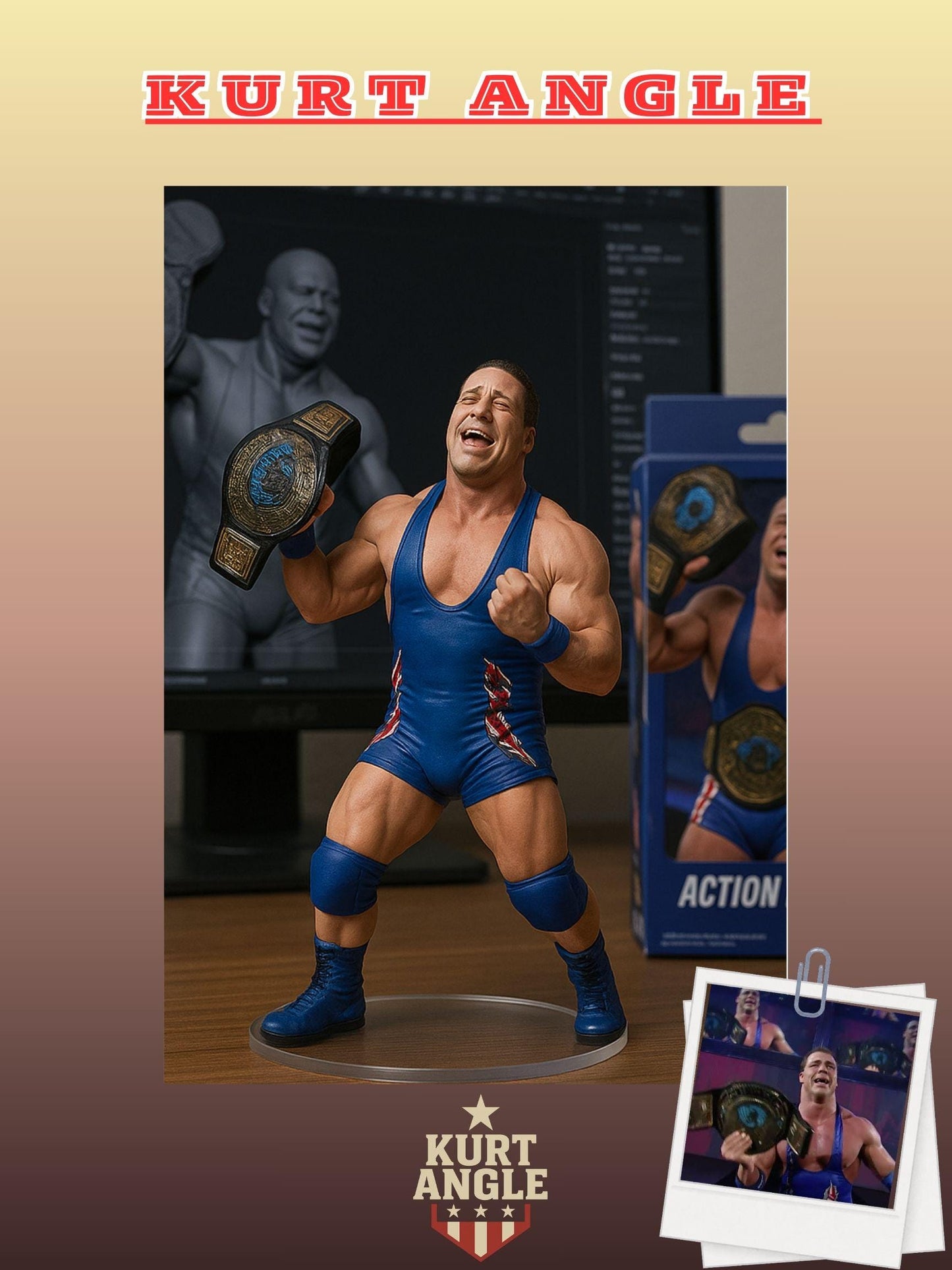 WWE Kurt Angle | 1:7 Scale Intelligent Figurine | Instant Download