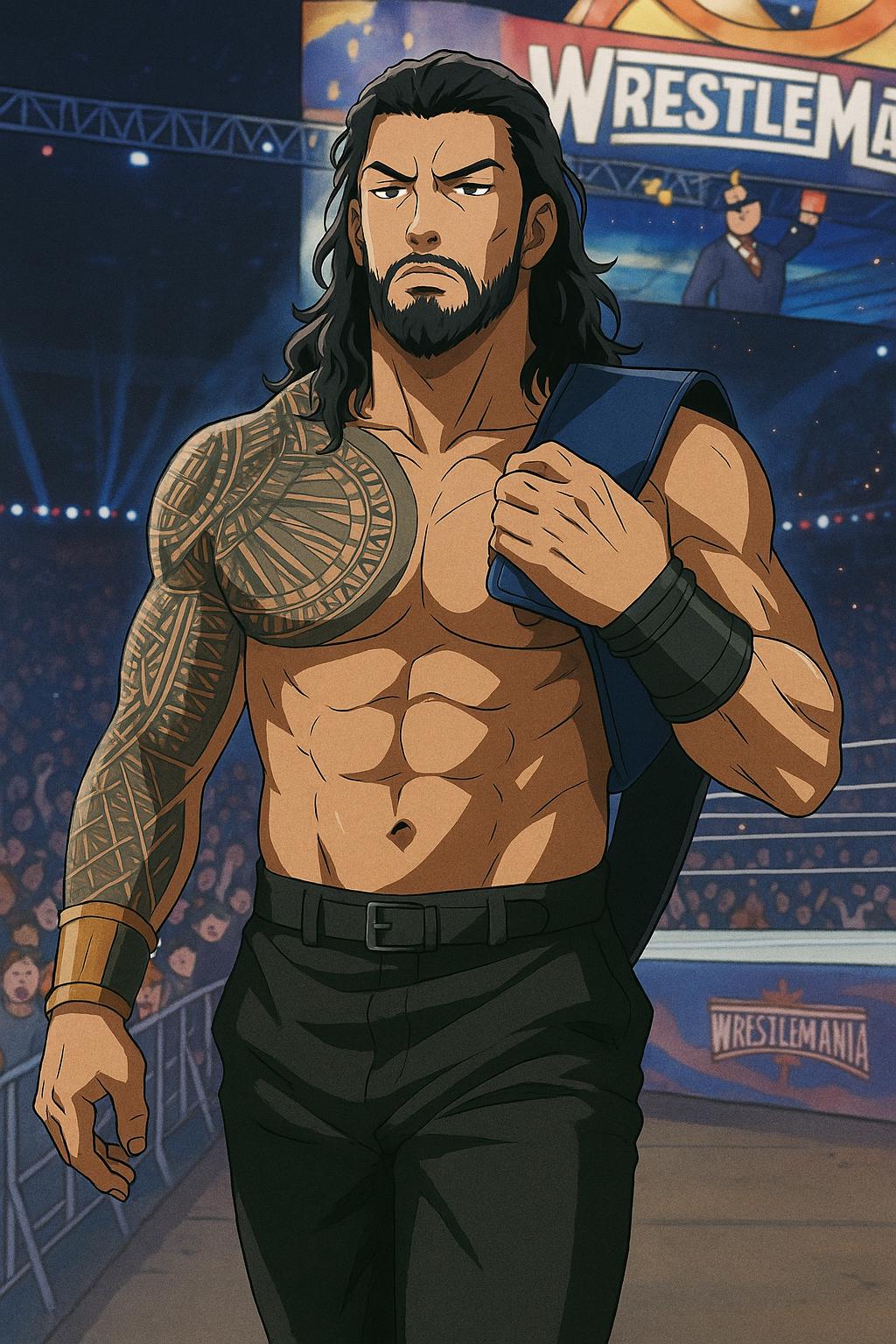 Naruto Style Portrait | Digital Anime WWE The Tribal Chief Roman Reigns | Instant Download