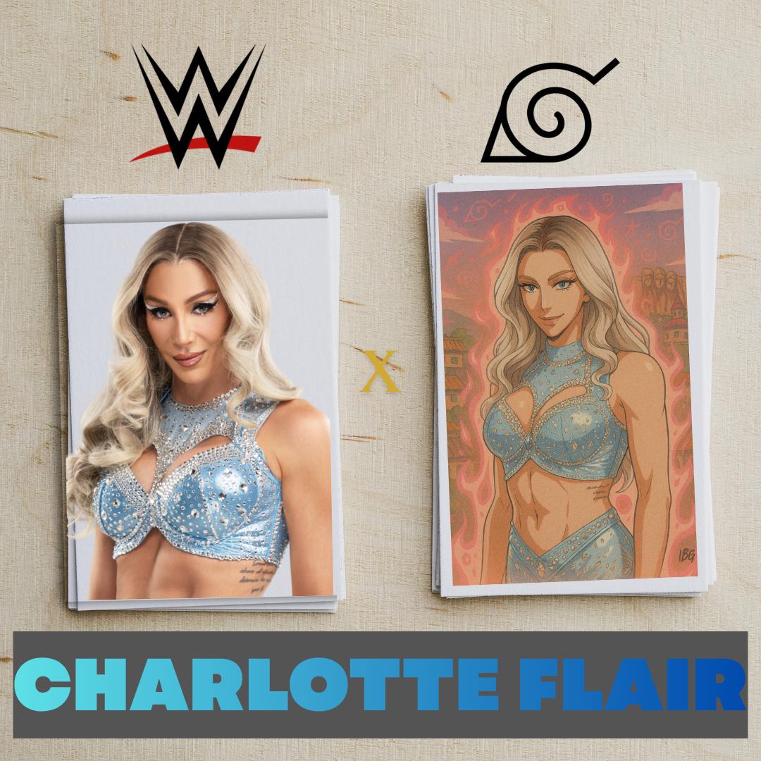 Naruto Style Portrait | Digital Anime WWE Charlotte Flair | Instant Download