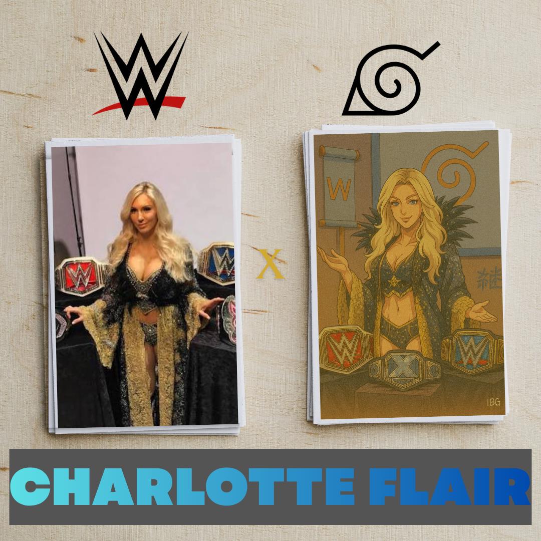 Naruto Style Portrait | Digital Anime WWE Charlotte Flair | Instant Download