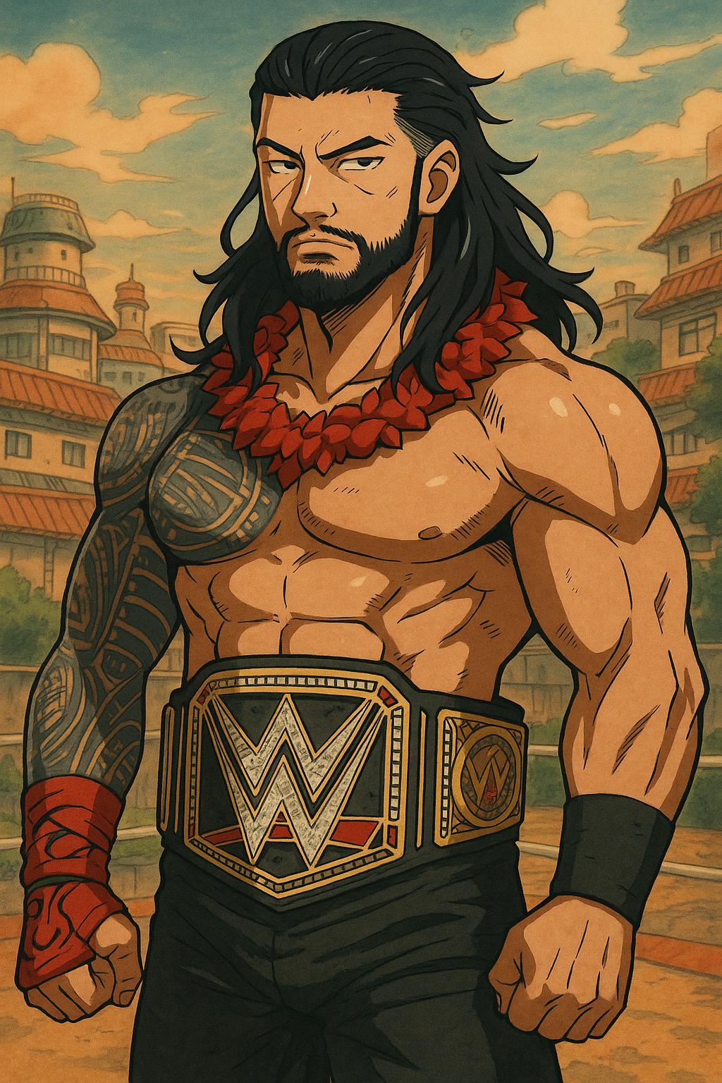 Naruto Style Portrait | Digital Anime WWE The Tribal Chief Roman Reigns | Instant Download