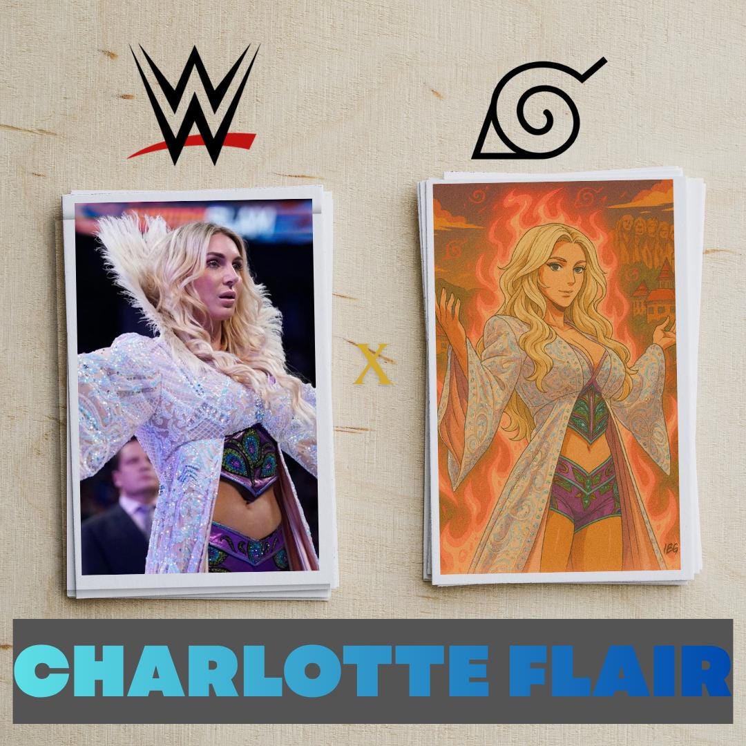Naruto Style Portrait | Digital Anime WWE Charlotte Flair | Instant Download