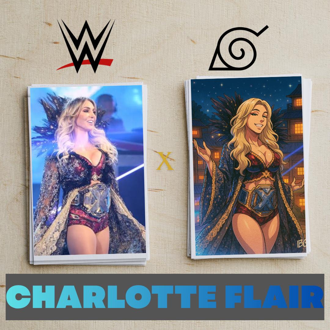 Naruto Style Portrait | Digital Anime WWE Charlotte Flair | Instant Download